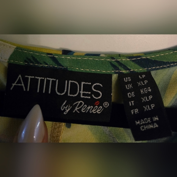 Attitudes By Renee Abstract Tropical Print Maxi Jersey Dress Size Lp - Picture 9 of 14